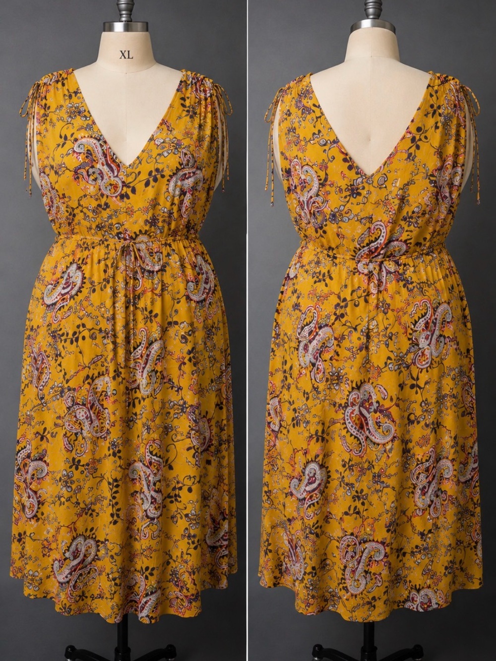 & Harmony - Paisley -V-Neck -Tie-Waist - bohemian western dress